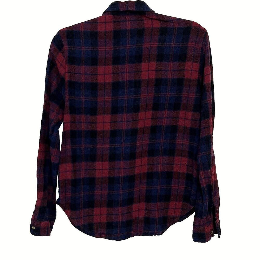 Bassport - Women's Blue, Red Plaid Flannel 100% Cotton Button Front Shirt M - Picture 2 of 8